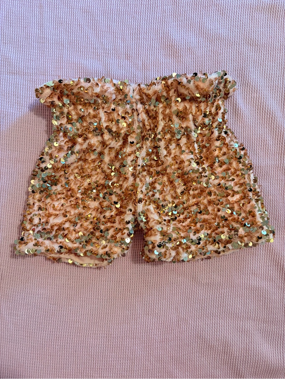 Baby/toddler Girls Sequin Embellished Pink and Gold Shorts